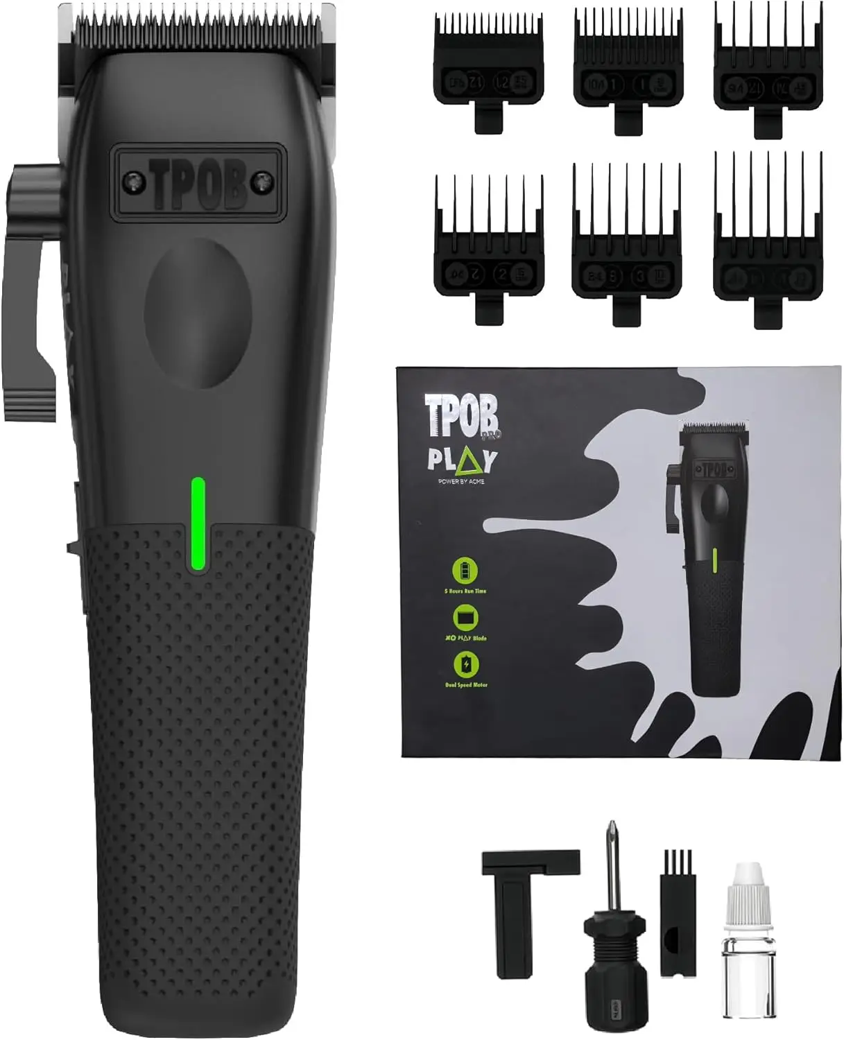

Professional Men's Hair Clippers 7500 RPM with Rubber Grips, Blackout Color for Smooth Trimming