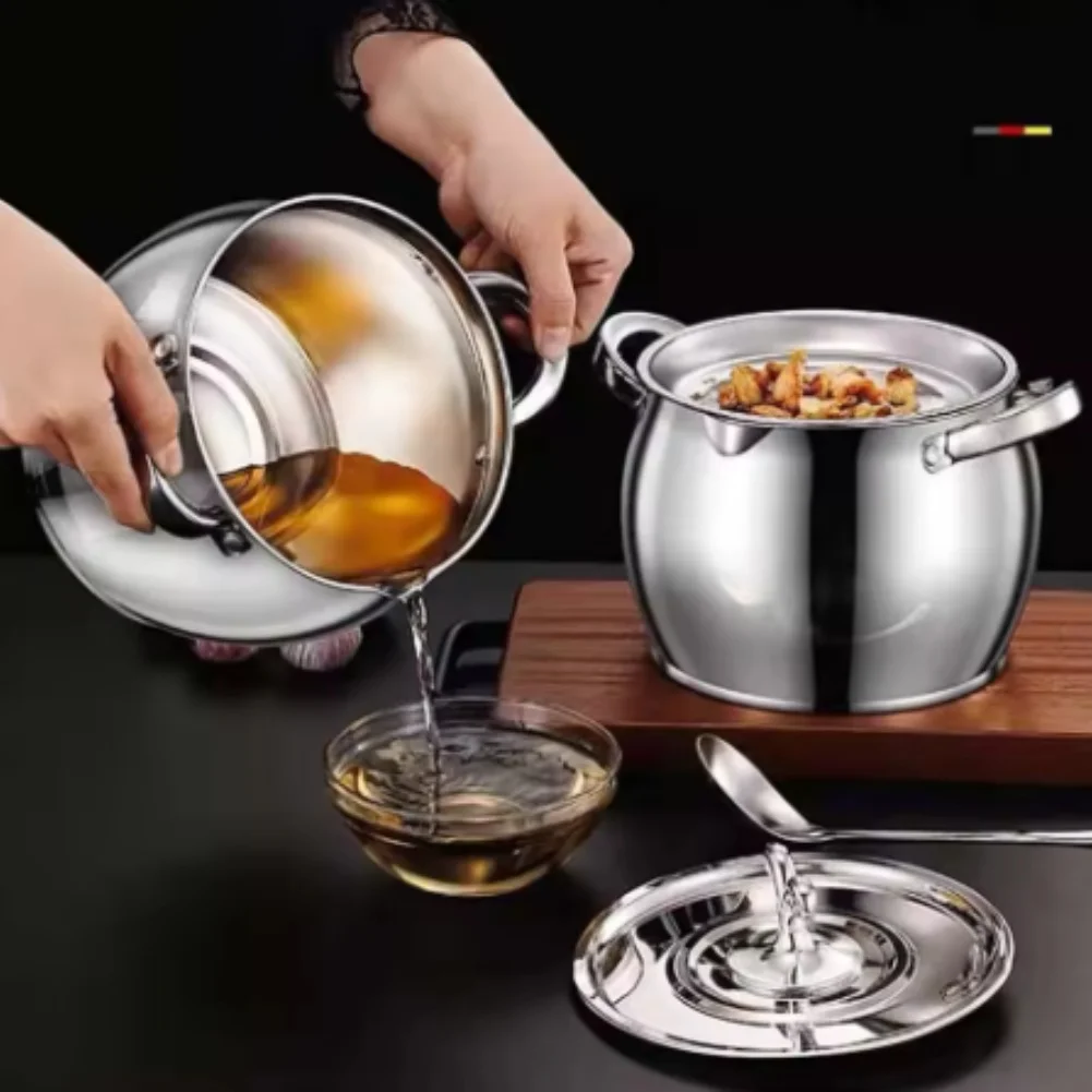 Grease Separator Jar Oil Filter Pot For Oil Preservation Easy To Clean Dual Handles Commercial Grade For Kitchen Countertop view 6