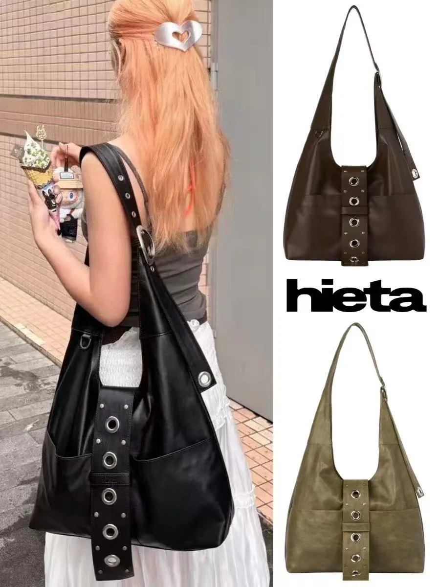 

Hieta New Punk Sle большая мотоциклетная сумка Capaci с заклепками, сумка через плечо, повседневная простая женская сумка Sle