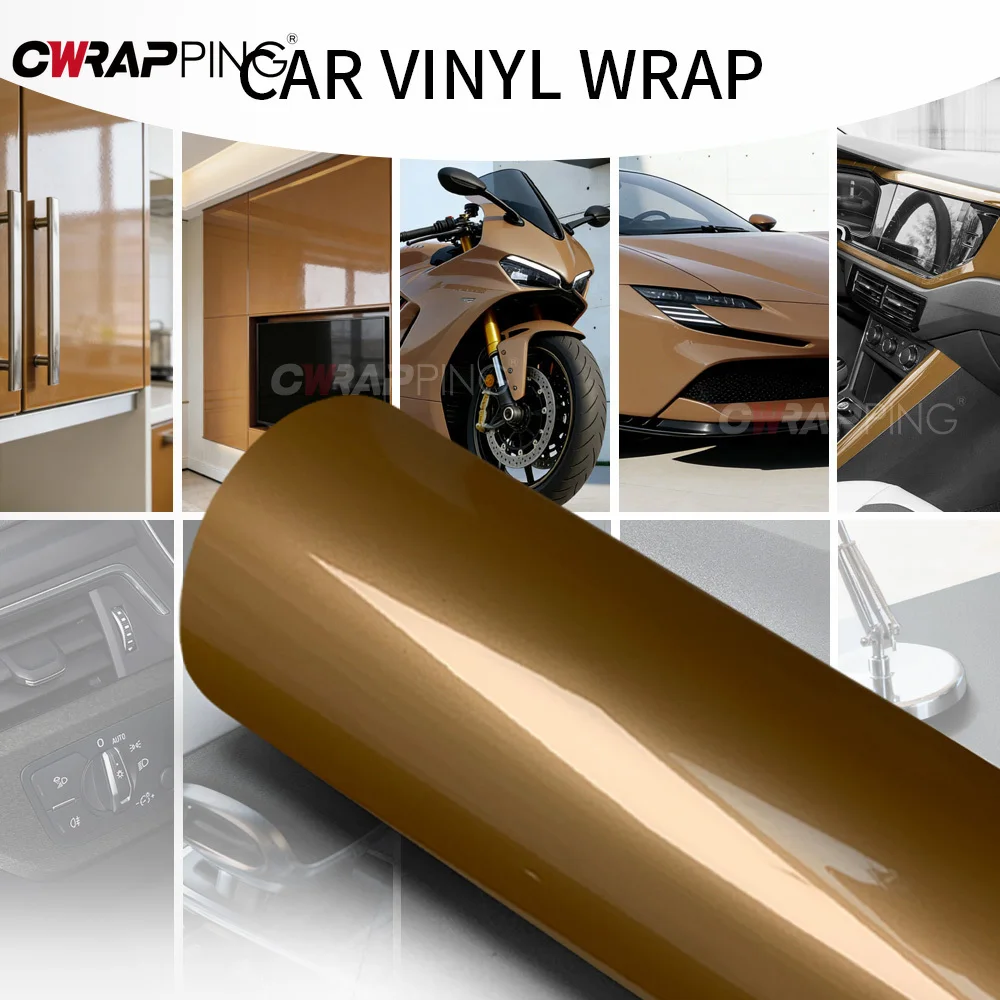 PET Car Stickers 1.45M Automotive Vinyl Wrapping Caramel Color Waterproof Self-adhesive Sticker for Car Film Covering Wrap Cover