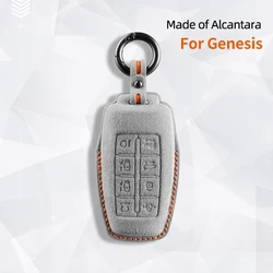 Alcantara Suede For Genesis G80 GV70 GV80 2019 2020 2021 2022 Car Key Case Auto Accessories Remote Keychain Shell Protectors
