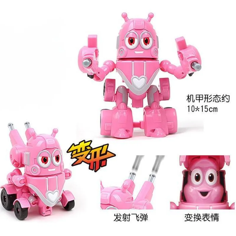 Bonito anime larva brinquedo robô mecha figura de ação modelo surpresa presente aniversário para o miúdo criativo diversão montagem transformação brinquedo