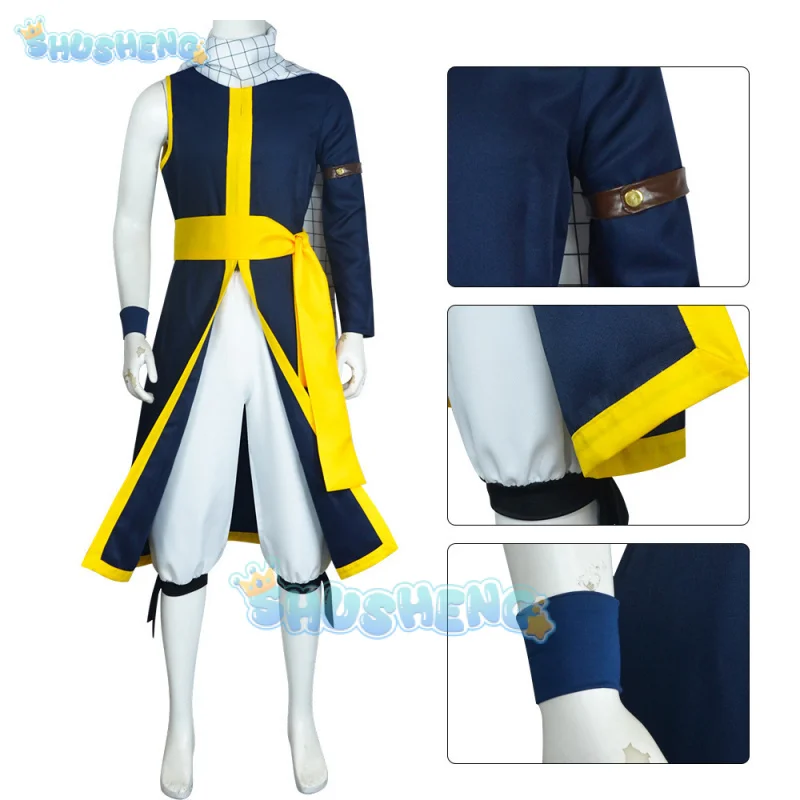 Natsu Dragneel Cosplay Costume Wig Anime Fairy Tail 100 Years Quest Salamander Uniform Stickers Scarf Halloween Party Women Men