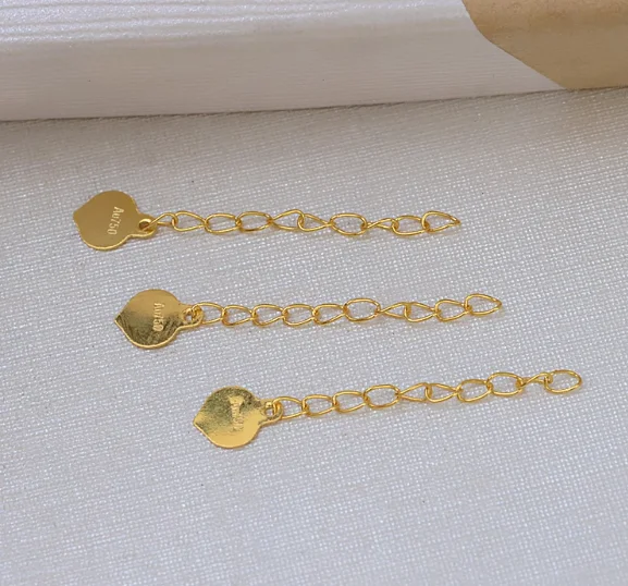 18k gold extensin chains for necklances and bracelets yellow gold chians 2-2.8cm long