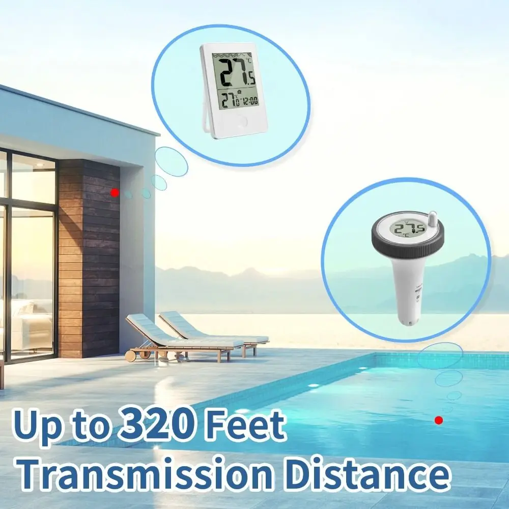 

Wireless Design Floating Pool Thermometer Clear Scale Display Maintenance-Free Wireless Water Thermometer Floating Steadily