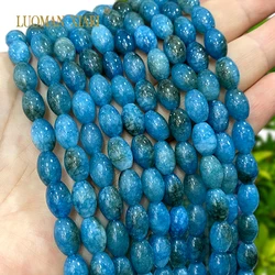 8x12MM Oval Natural Stone Apatite Color Chalcedony Loose Rice Spacer Beads for Jewelry Making DIY Bracelet Accessories Charms