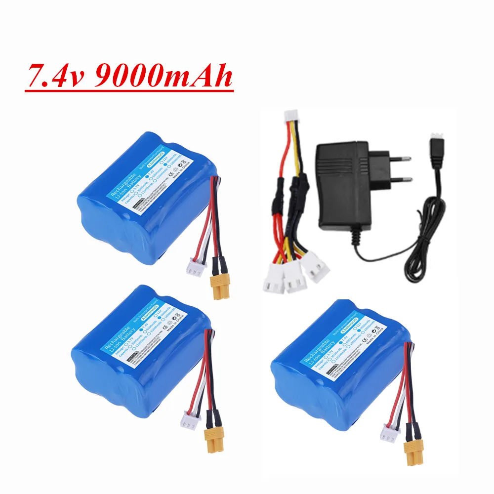 7.4V 9000mah 18650 2S Li-ion Battery XT30 plug/USB for HUINA 580 550 582 583 1580 1583 1580-005 RC toys cars accessory