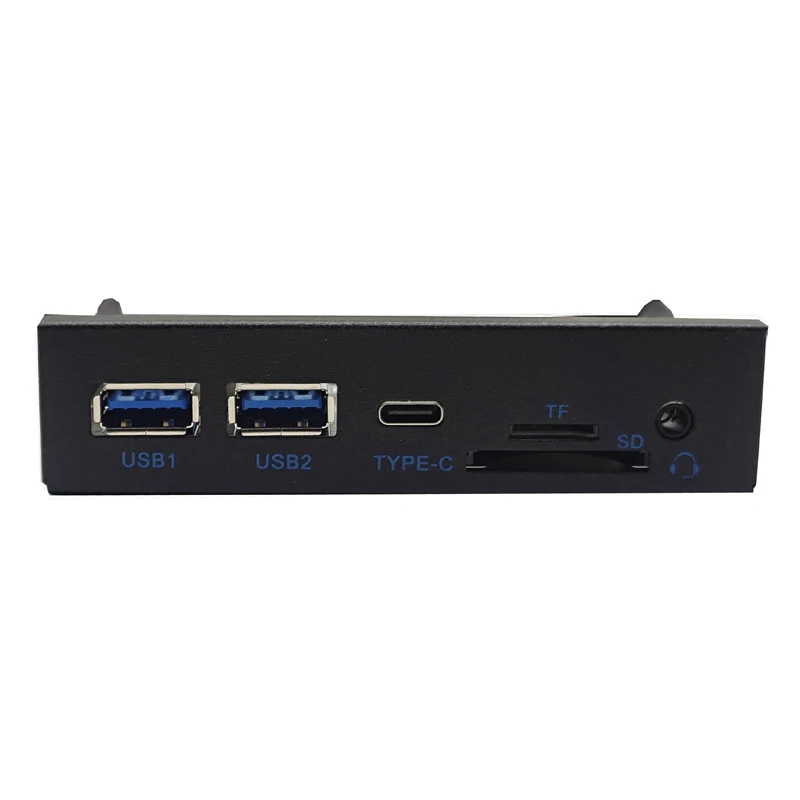 5Gbps 2 x USB3.0 + 1 x TYPE-C + TF/SD + HD AUDIO 3.5mm Earphone Jack Mic Adapter USB Front Panel for Desktop 3.5