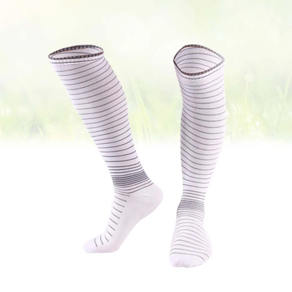 

Professional Compression Socks Men Knee High Striped Stretch Cotton Socks for Running Sports Travel Improve Circulation Reduce