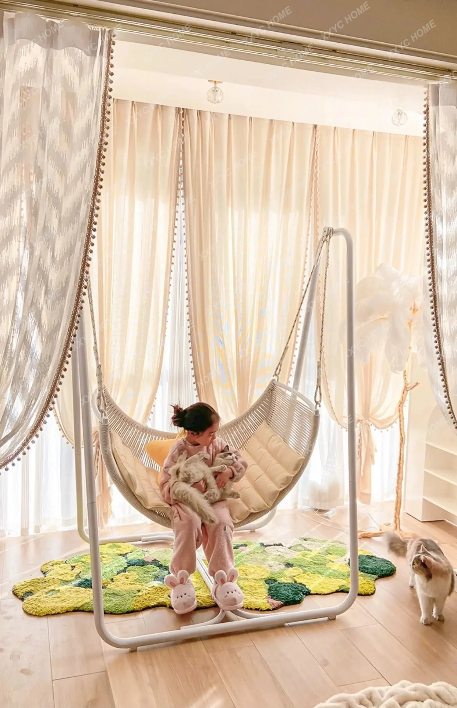 

Фиолетовое кресло-качели «Лист Луны» для дома и балкона, с функцией сидения и лежания, популярное в интернете, кресло-глайдер.