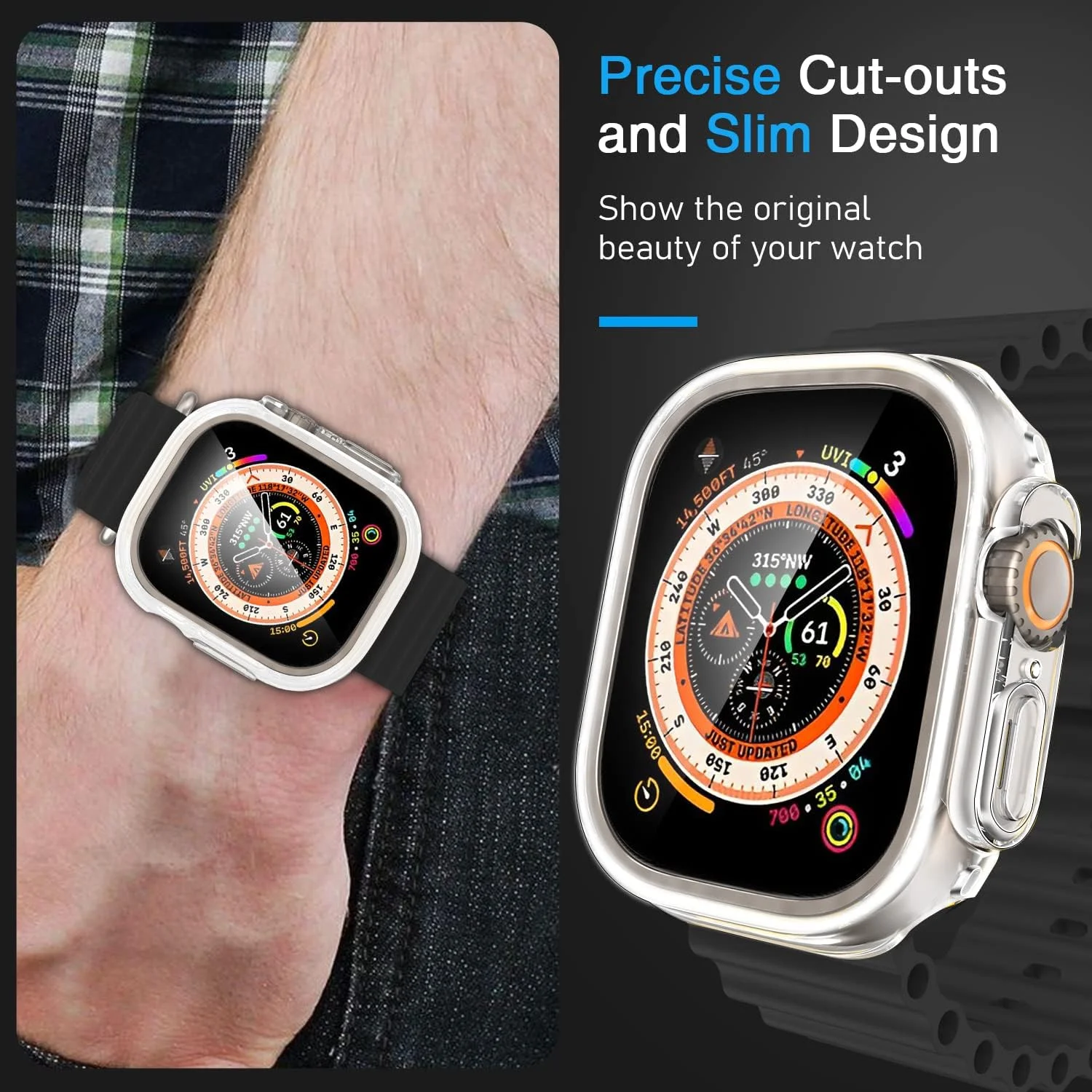 Schutzhülle für Apple Watch Ultra 4 3 2 49mm Displayschutzfolie TPU Kratzfeste Stoßfeste Schale Schutzabdeckung iWatch Series Ultra – Detail 2