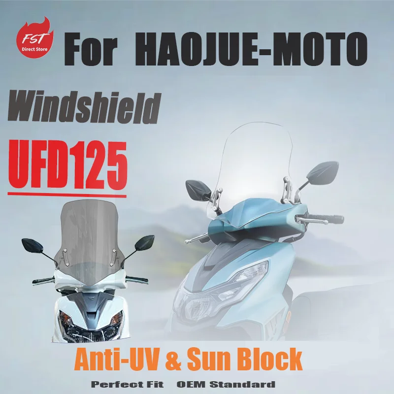 

Heightened Windshield for Haojue UFD125, Imported Clear PC Glass, Windproof & Rainproof Modified Accessory