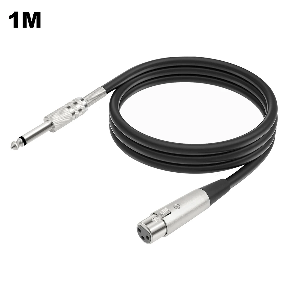 XLR Female To 1/4 (6.35mm) TS Mono Jack Mic Cord Braided Unbalanced Microphone Cable for Dynamic Microphone