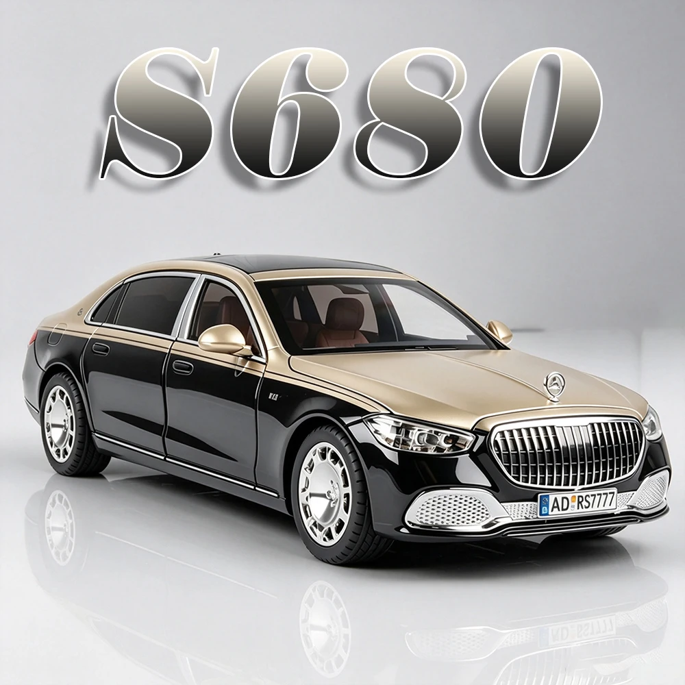 1:24 S680 E300eL Miniatur-Spielzeugauto-Modelle aus Legierung mit Gummireifen, Öffnenden Türen, Rückziehfunktion, Sound und Licht, Tischdekoration, Fahrzeuge