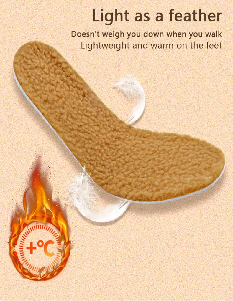 1 Pair Winter Warm Height Increase Insoles, Sports Shock Absorption Shoe Pads for Men & Women, Shoe Accessories