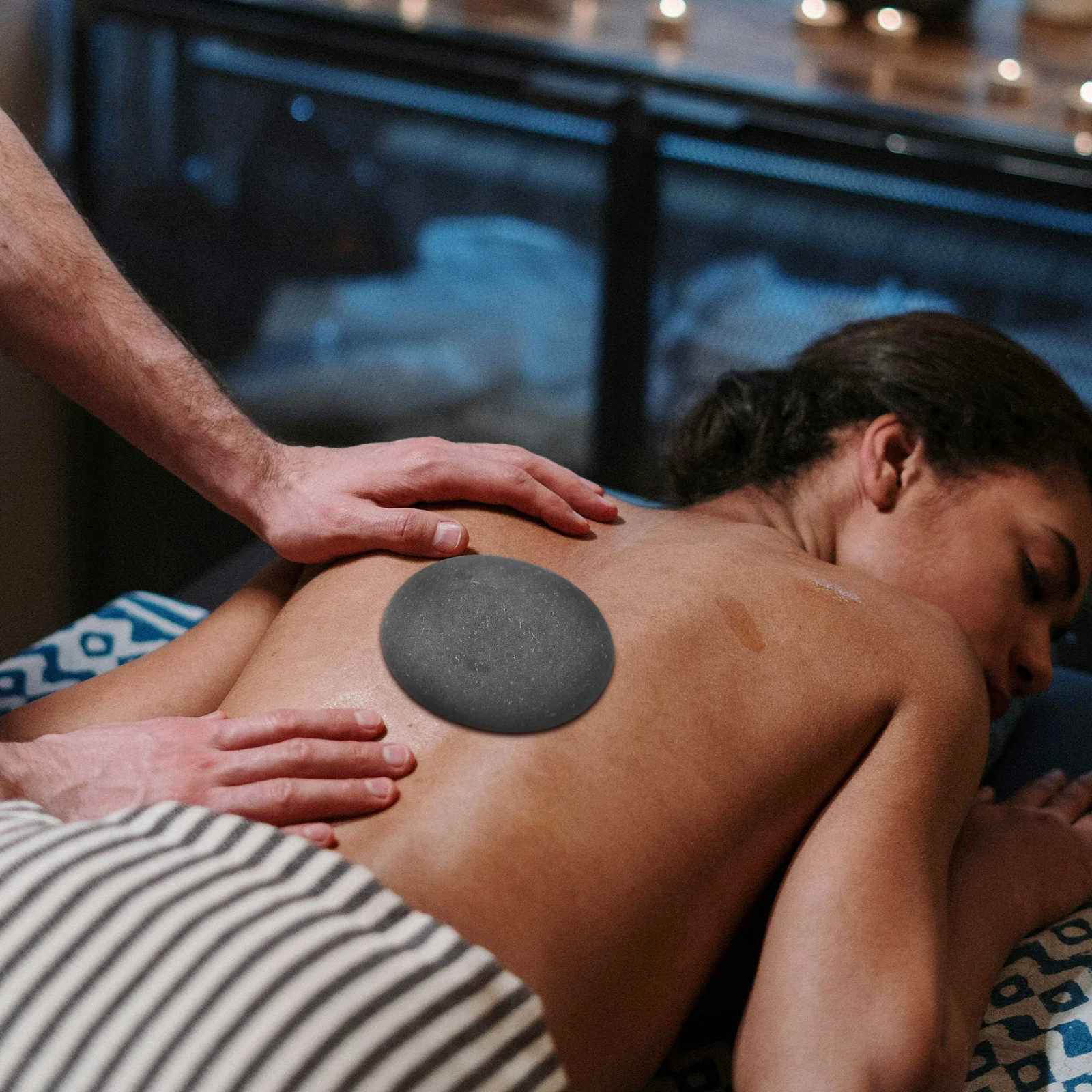 

Volcano Stone Spa Massage Stone Set Natural Black Hot Perfect for Relaxation Healing Pain Relief Smooth Energy