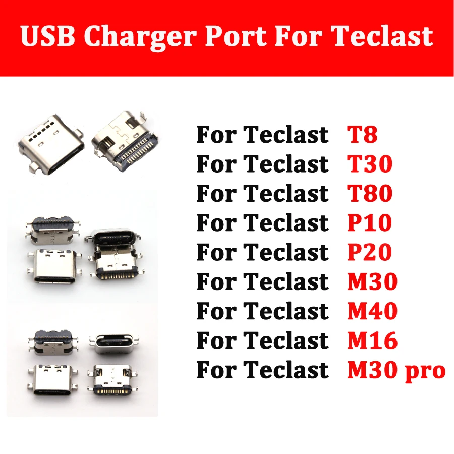 2pcs USB Charger Jack Port For Teclast T8 T30 T80 P10 P20 M30 M40 M30pro M16 BUSB Charging Plug Dock Socket Replacement Parts