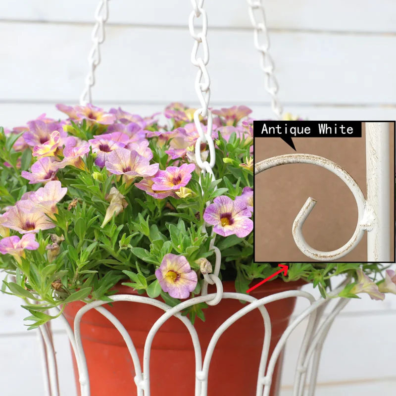 Hanging Plant Planter Baskets Liner Round Metal Wire Plant Holder with Chain Porch Decor Flower Pots