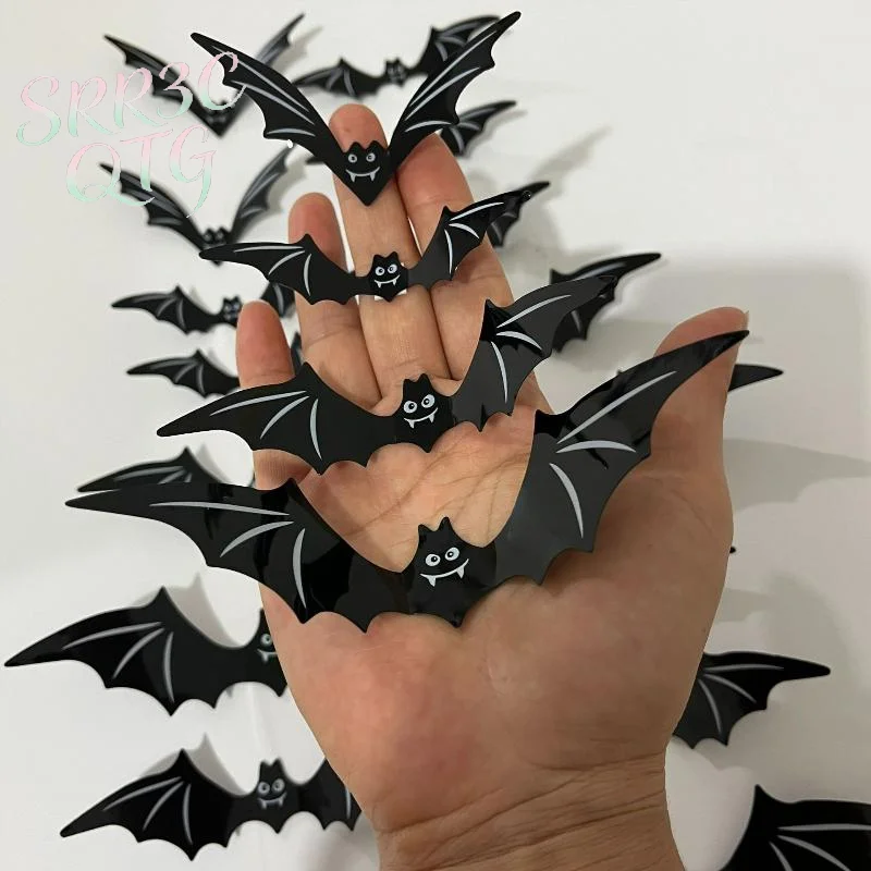72 Pcs Halloween Decoration Bat LED Light Wall Stickers Decoration Furniture Windows Yard Logo Outdoor Lawn Ghost Party Decor