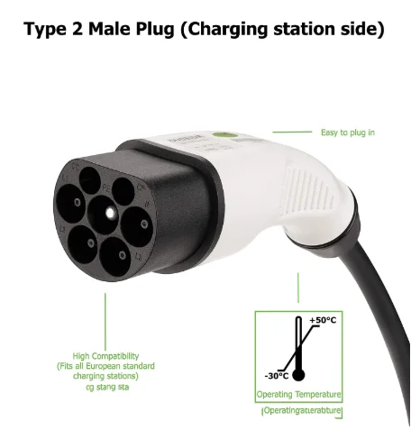 16A 1Phase Electrical car Type 2 charging side plug to schuko socket EV charging adapter