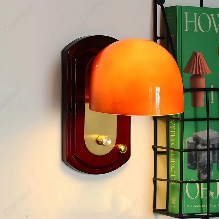 

European Retro Iron Glass Wall Lamp Living Room Background Wall Corridor Bedroom Bedside Lighting Lamps