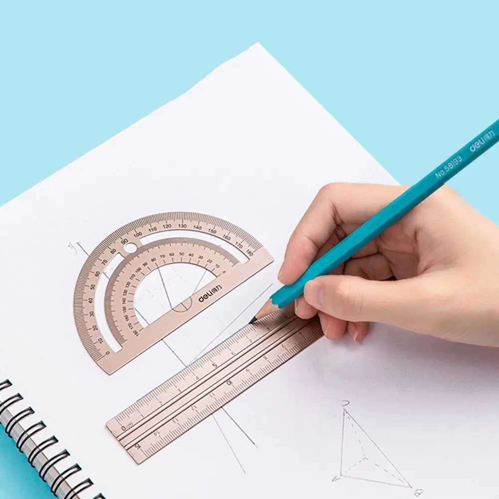 Goniometro portatile Disegno Triangolo Righello Esame di geometria Cancelleria Righelli metallici Materiale scolastico Set di righelli in alluminio