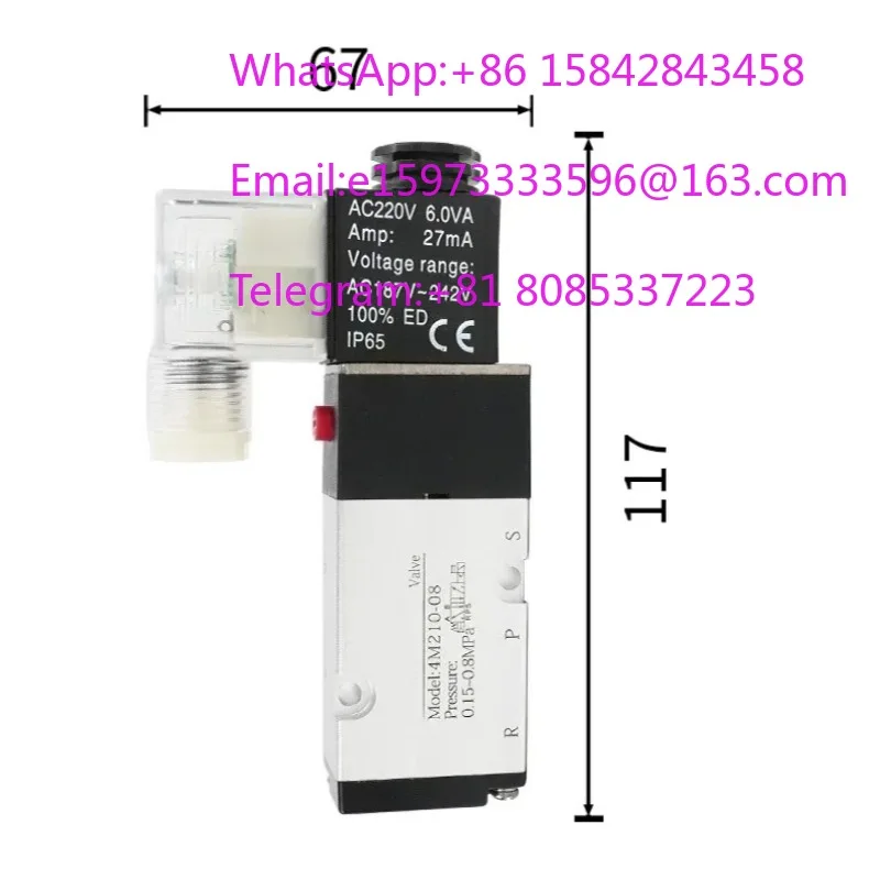 4M Series Pneumatic Panel Mount Solenoid Valve 4M210-08 4M310-10 4M410-15 Air Direction Control Valve