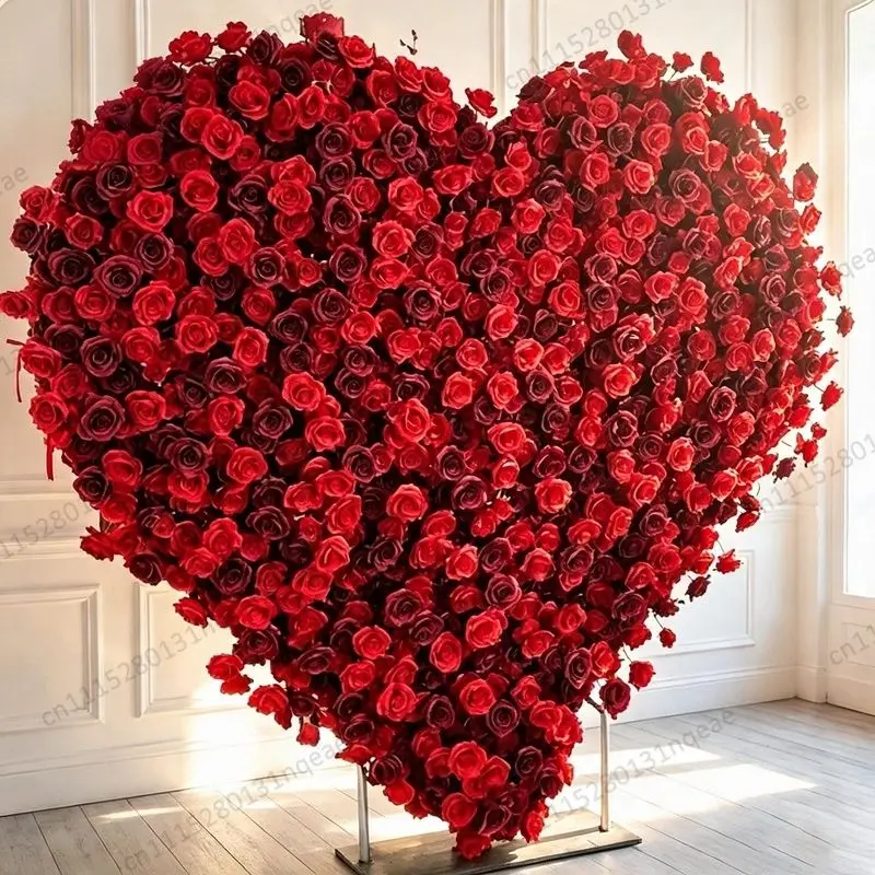 Simulation White Rose Heart Flower Arch Commercial Activities Decorative Background