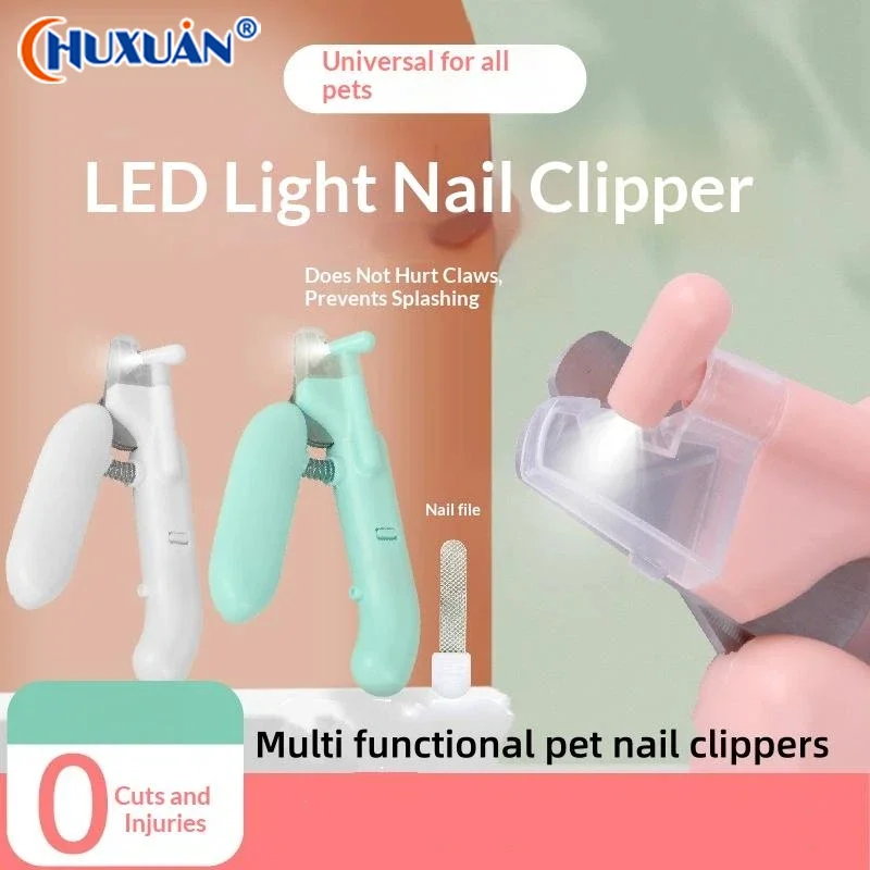 LED Light Pet Nail Clipper Professional Grooming Scissors With Light File For Dogs Cats Small Animals Paw Trimmer Anti Splatter
