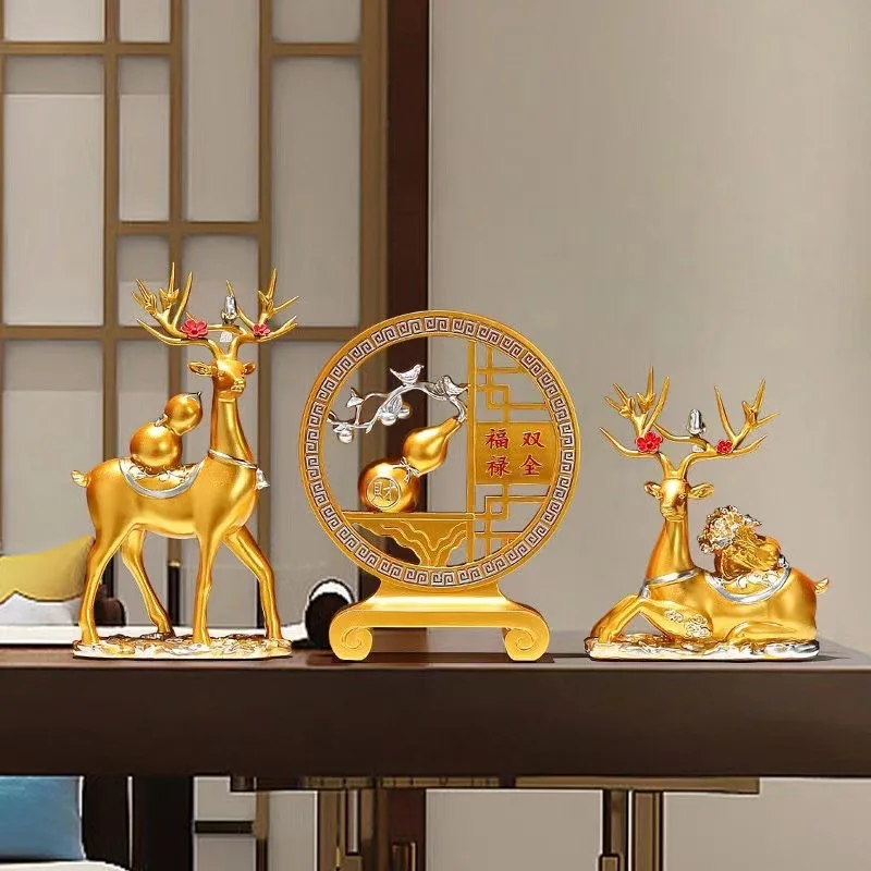 Golden Deer Sculpture Animal Statue Christmas Deer, Deer Home Decoration Living Room Office Book Own Desktop Decor