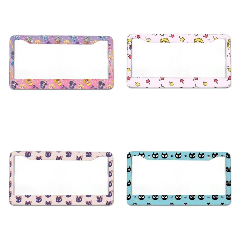 Cubierta de matrícula de coche de aleación de aluminio estándar americano, serie Anime Beauty Girl, accesorios de coche, cubierta de matrícula impermeable