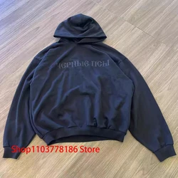 Fall Winter New KANYE WEST Hoodie Russian Language Print High Street Fashion Loose Sweatshirts Fleece Hooded Pullover Men Women