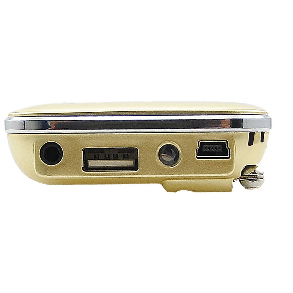 

Mini Radio Speaker Golden Multi Purpose Portable Fm Radio Mp3 Player Rechargeable Support Card U Disk Edition