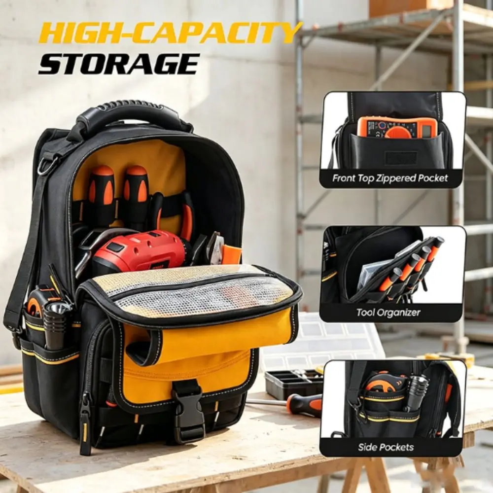 Zippered Electrician Tool Pouch Durable Ergonomic Handle Tool Bag Portable Shoulder Strap HVAC Tool Organizer HVAC Work