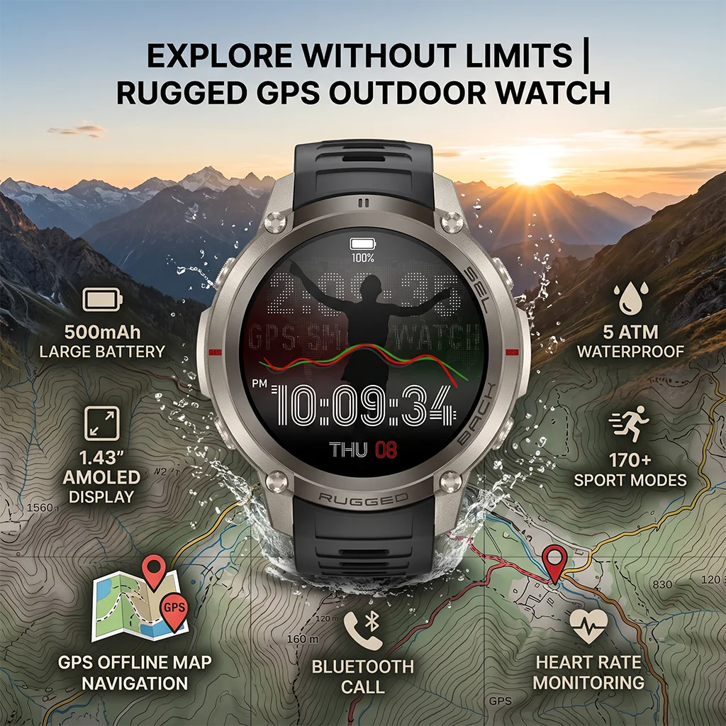 Smartwatch Samsung Watches For Men - GPS Offline Map Outdoor Sports Smartwatch