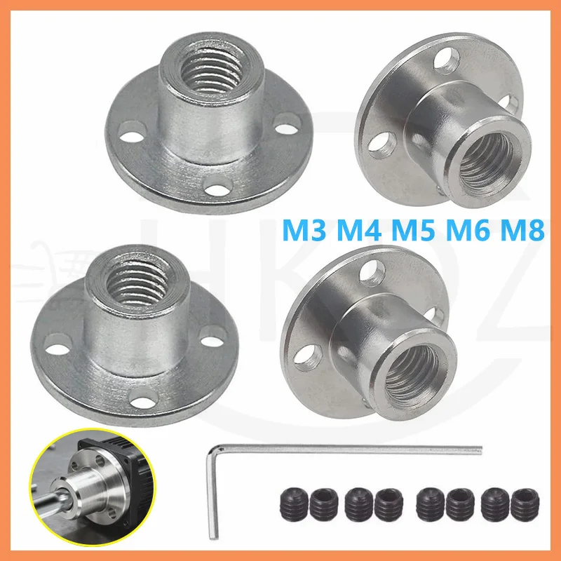 1Pcs M3 M4 M5 M6 M8 Metal Flange Coupling Nut Inner Diameter 3mm 4mm 5mm 6mm 8mm is Suitable For The Threaded Shaft Of The Motor