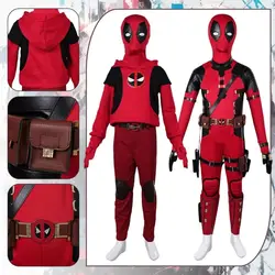 Kidpool Dead Cosplay Pool Costume Fantasia Disguise for Children Belt Wigs Jumpsuit Superhero Outfits Halloween Carnival Suit