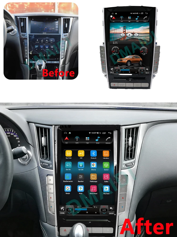 12.1 Inch for Tesla Style Central Touch Large Screen Multimedia Player HD GPS Navigation Stereo Radio for Infiniti Q50/Q60
