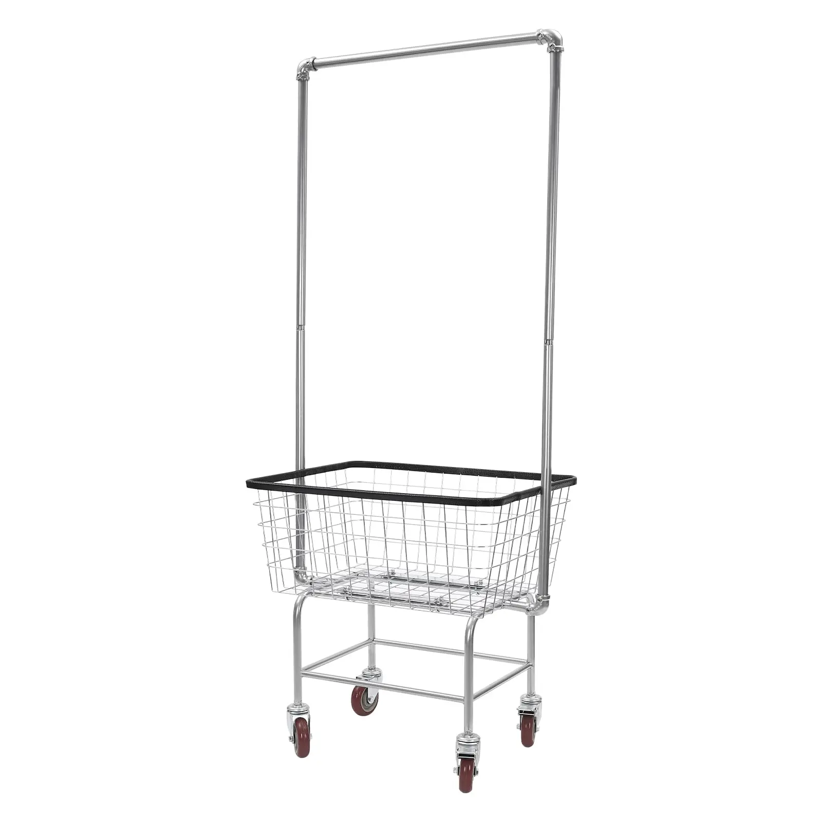 Carrello portabiancheria, Carrello portabiancheria in filo d'acciaio, Cesto portabiancheria con ruote, Carrello portabiancheria commerciale resistente con portacanne 27x22x67