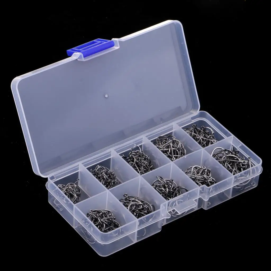 

High Carbon Steel Offset Fishing Hook Bundle Super Sharp Barbed Sea Fishing Hooks for Tackle Box Storage