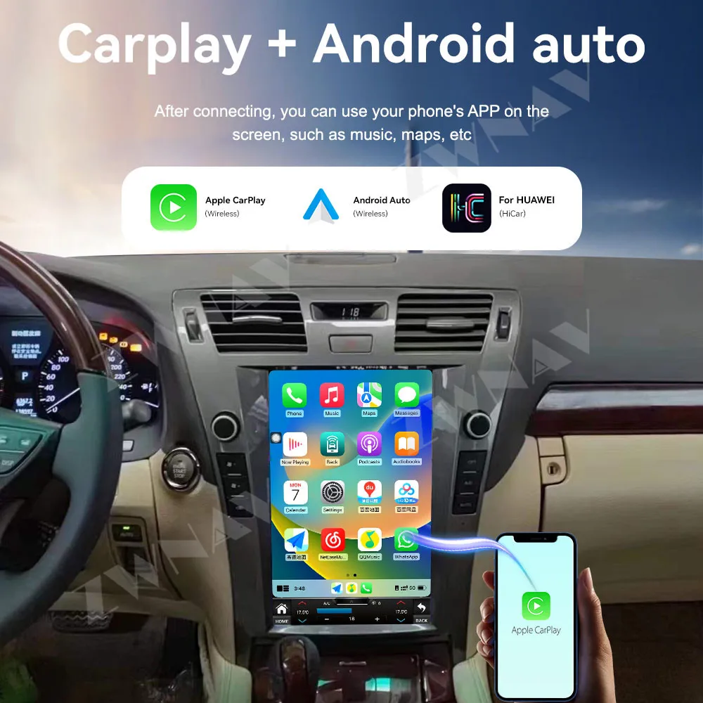 

12,1-дюймовый сенсорный экран, авторадио, стерео для Lexus LS460 2006-2010 Android 14, беспроводной Carplay, GPS-навигатор, головное устройство, авто