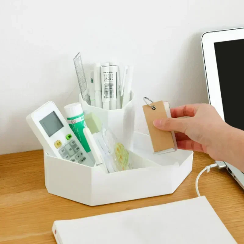 1 Pcs Desktop Corner Stationery Cosmetics Storage Box Four Grid Pen Lipstick Storage Box Stationery Holder Tools