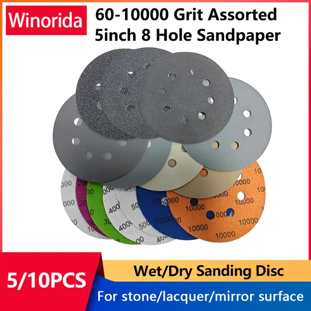 5inch Sandpaper 60-10000 grit Round Shape Sanding Discs Hook Loop