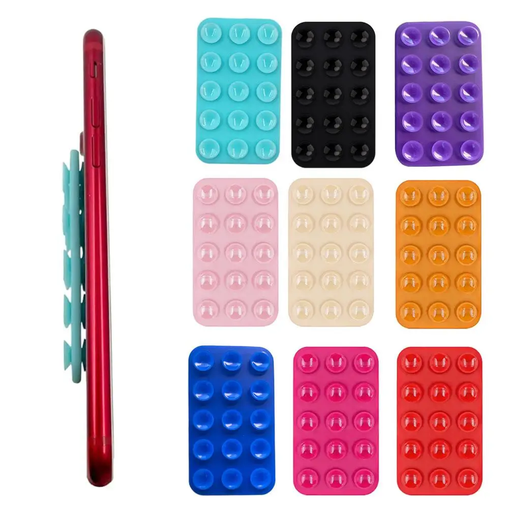 Suction Cup Wall Stand Mat Multifunctional Silicone Sucker Square Phone Holder Phone Double-sided Mount Anti-slip Holder Pa S1f9