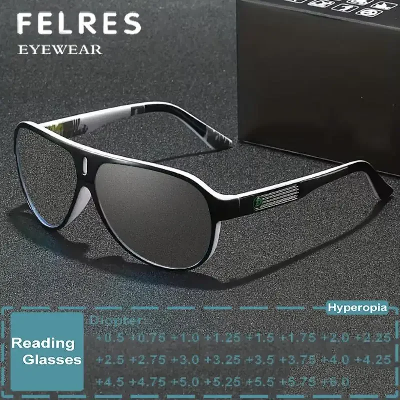 

Designer Pilot Photochromic Reading Glasses Men Finished Prescription Optical Glasses Color Changing Sport Sunglasses +1.0 1.5