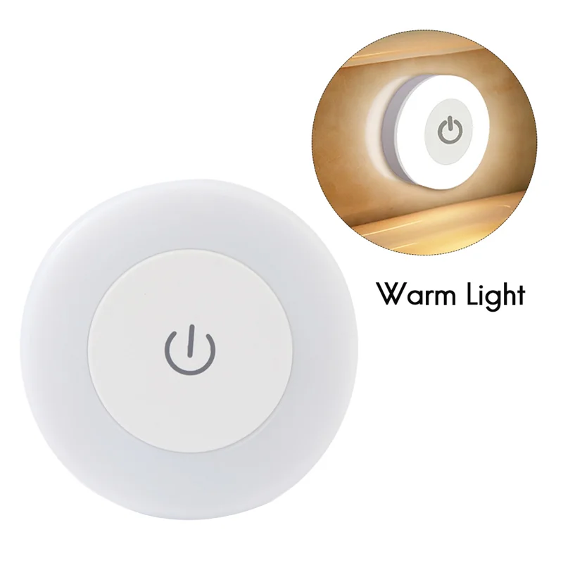 LED Touch Sensor Night Lights 3 Modes Magnetic Base Wall Light USB Rechargeable Round Portable Dimming Soft Light-AT64