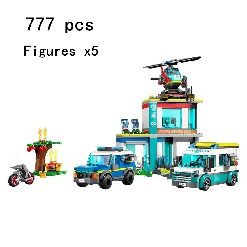 City Series Emergency Rescue Center Fire Police Helicopter Boys Assembling Building Blocks Toys Children\'s Christmas Gifts News