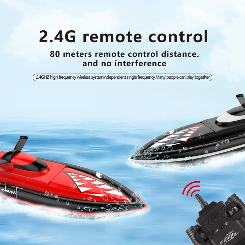 Rc Boat 2.4G 25 km/h 808 Shark Remote Control Boat Power Dual timone Motor ABS impermeabile giocattoli per barche ad alta velocità regalo per bambini