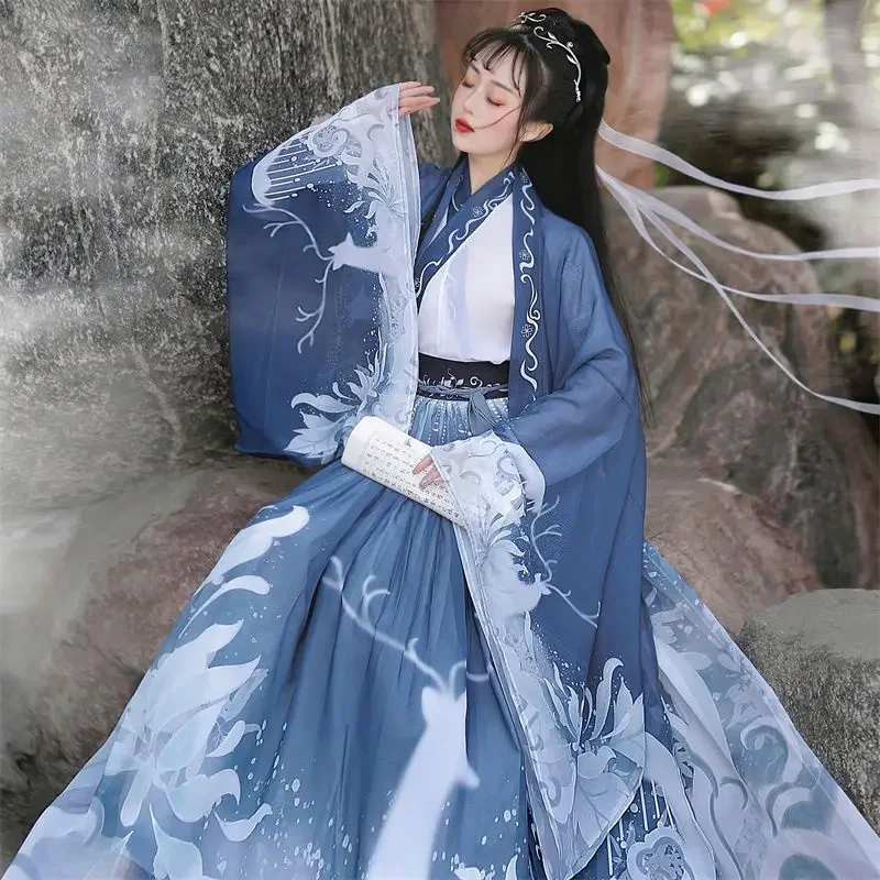 2025 Original Hanfu 3Pcs Ancient Chinese Costume Women Clothes Traditional Hanfu Dance Costumes Folk Fairy Dress For Graduation