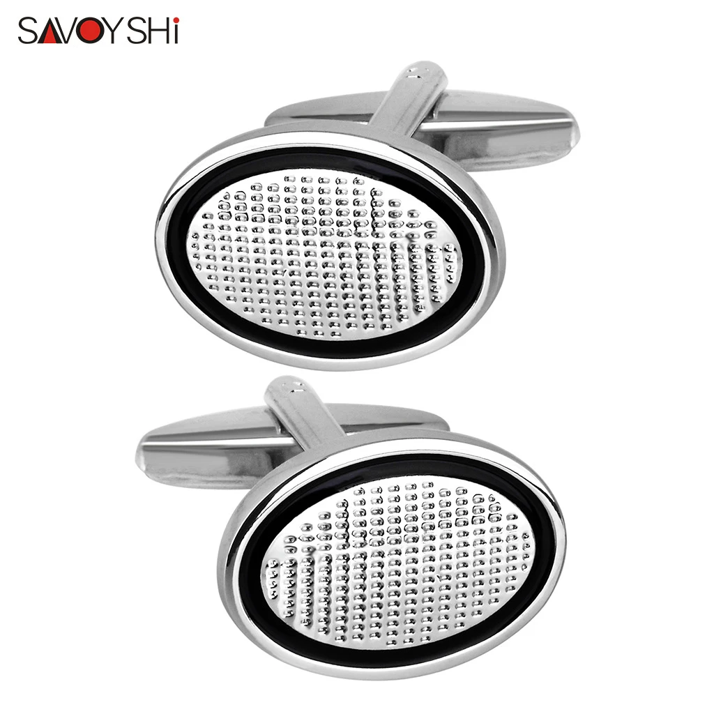 

SAVOYSHI Oval Black Dropped Oil Cufflinks For Mens French Shirt Business Gift Jewelry Cuff Buttons High Quality Coper Cuff Links